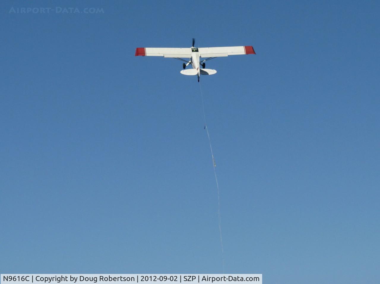 N9616C, 1991 Christen A-1 Husky C/N 1177, 1991 Christen A-1 HUSKY, Lycoming O&VO-360 180 Hp, spades, MT prop, rapid climb after successful grapnel pickup of advertising banner tow line. First attempt a success over Rwy 22L grass!