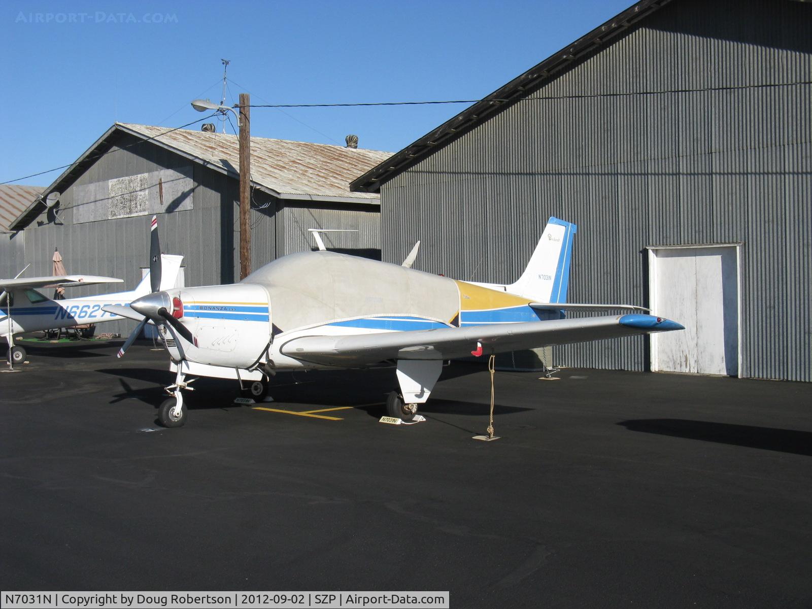 N7031N, 1967 Beech E33 Bonanza C/N CD-1125, 1967 Beech E33 BONANZA nee Debonair, Continental IO-470 225 Hp, E33 was first of the straight tail Bonanzas.