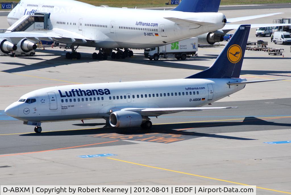 D-ABXM, 1987 Boeing 737-330 C/N 23871, Taxiing in after arrival