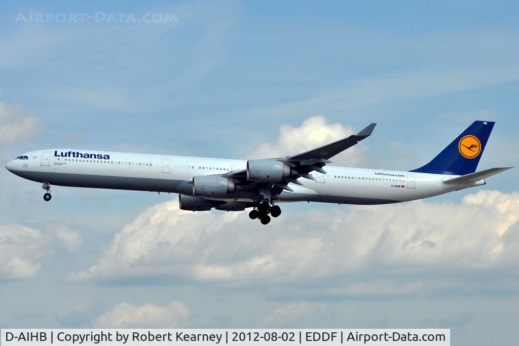 D-AIHB, 2003 Airbus A340-642 C/N 517, On finals for r/w 25L