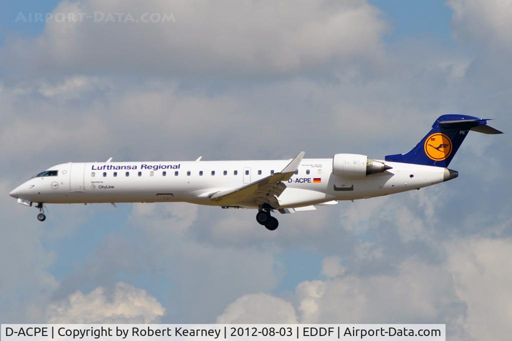 D-ACPE, 2001 Bombardier CRJ-701ER (CL-600-2C10) Regional Jet C/N 10027, On finals for r/w 25L