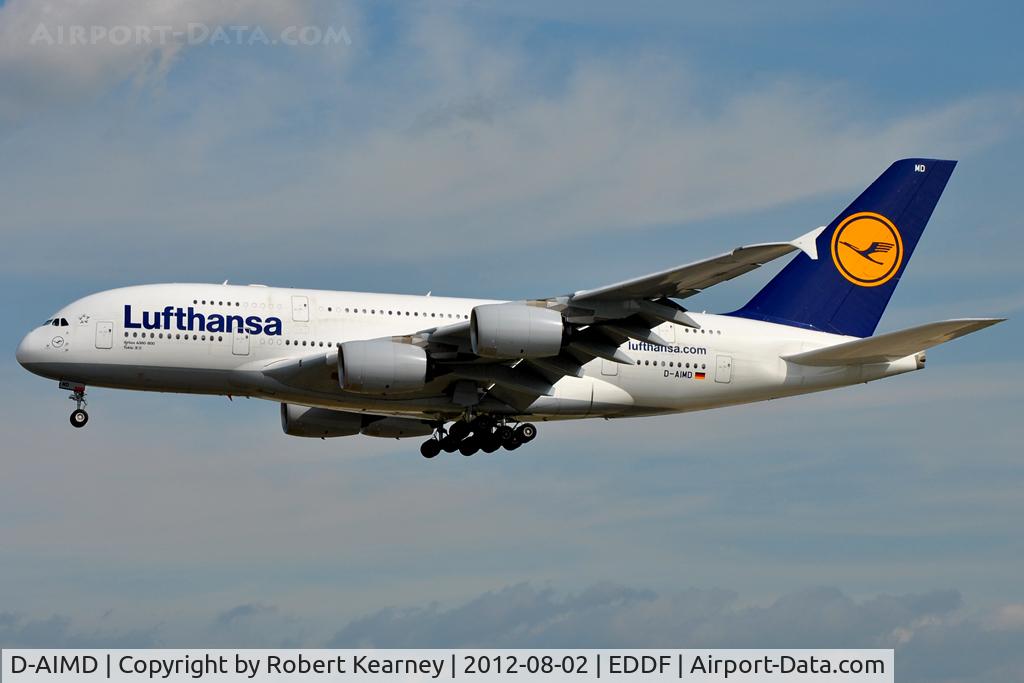 D-AIMD, 2010 Airbus A380-841 C/N 048, On finals for r/w 25L