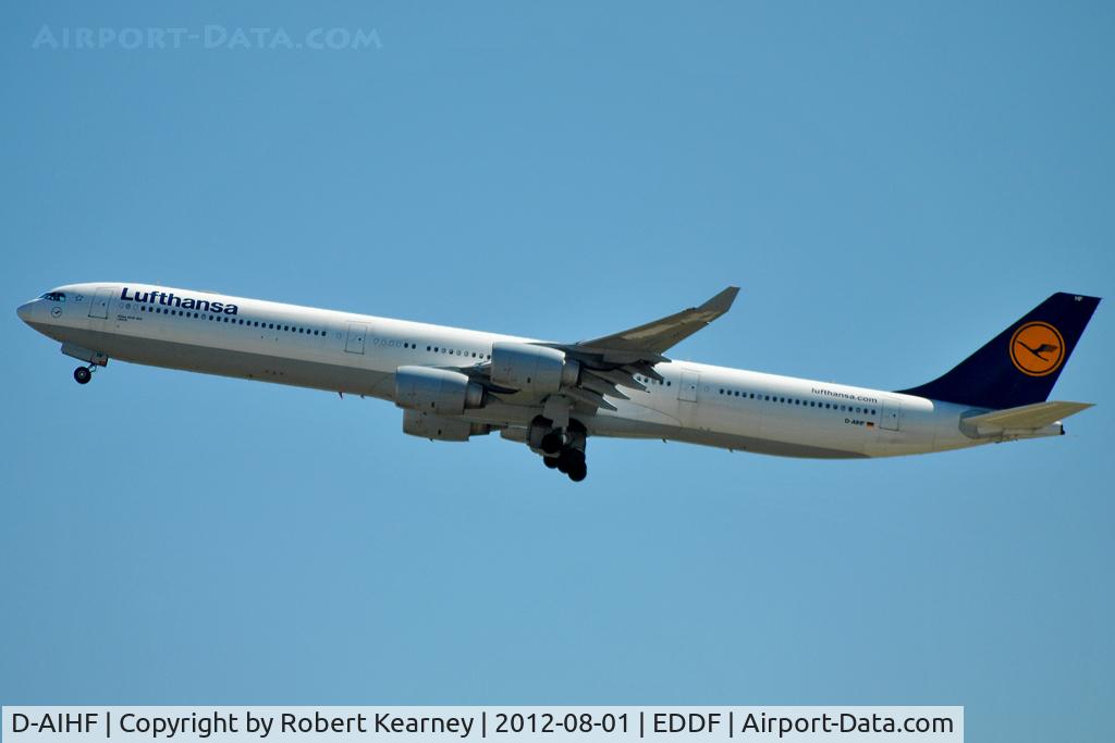 D-AIHF, 2003 Airbus A340-642 C/N 543, Climbing off r/w 07L