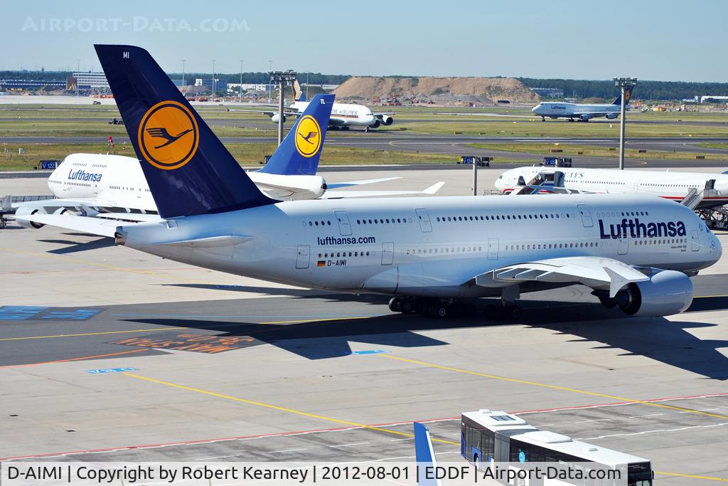 D-AIMI, 2011 Airbus A380-841 C/N 072, About to taxi out for departure