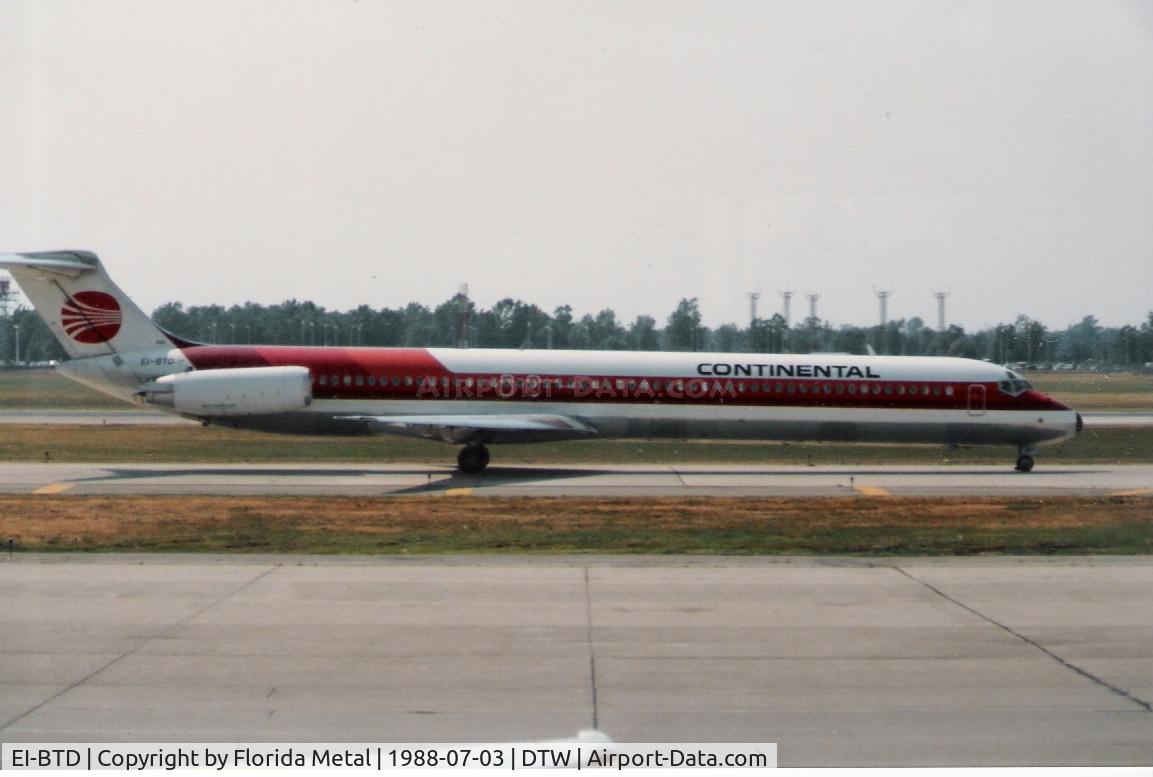 EI-BTD, 1986 McDonnell Douglas MD-82 (DC-9-82) C/N 49394, Ex Frontier Continental at DTW in 1988