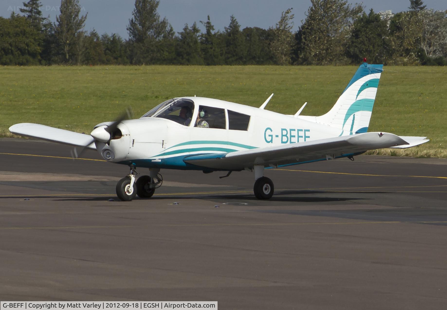 G-BEFF, 1973 Piper PA-28-140 Cherokee F C/N 28-7325228, Arriving at SaxonAir.