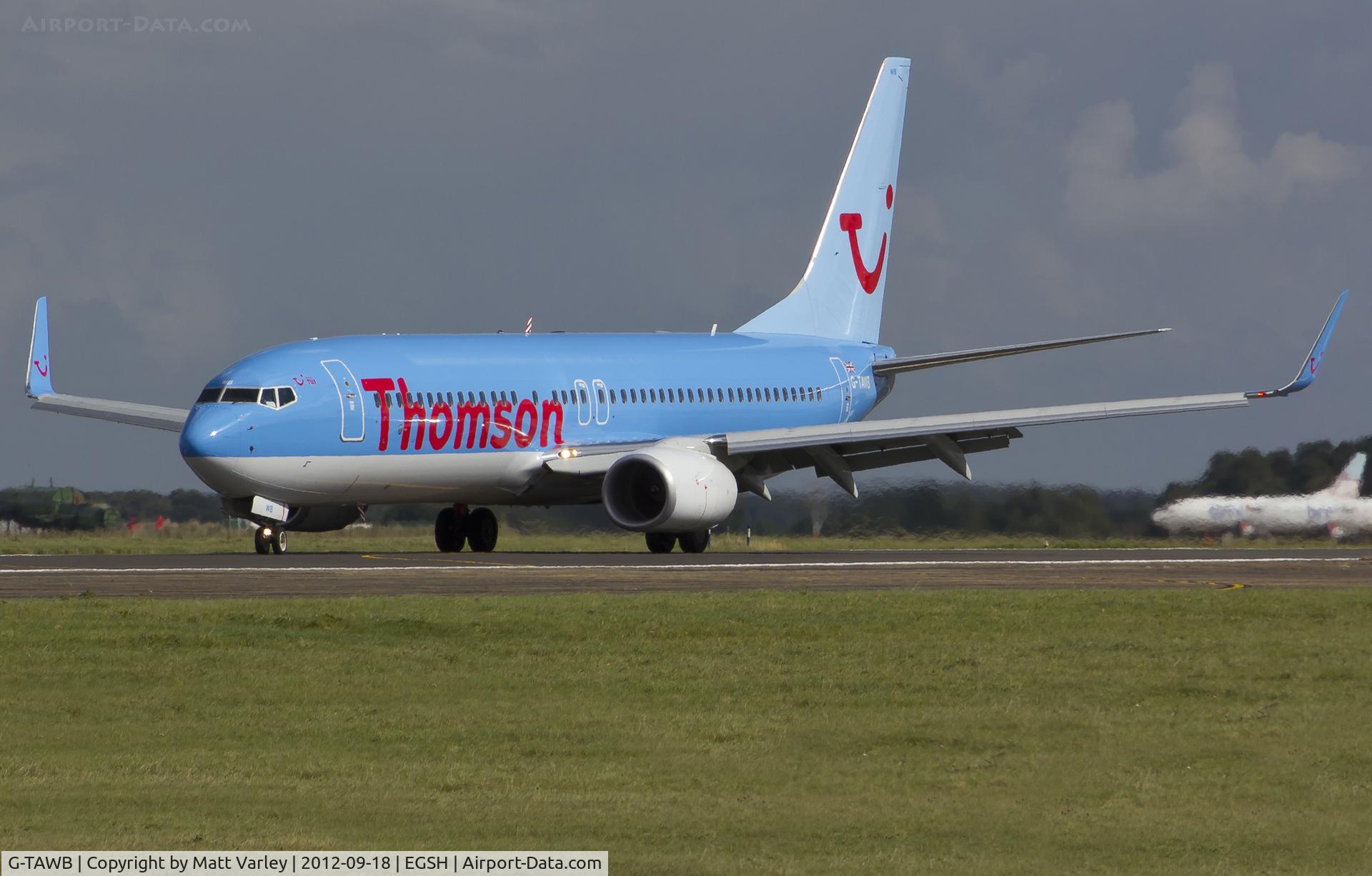 G-TAWB, 2012 Boeing 737-8K5 C/N 37242, Arriving at EGSH.