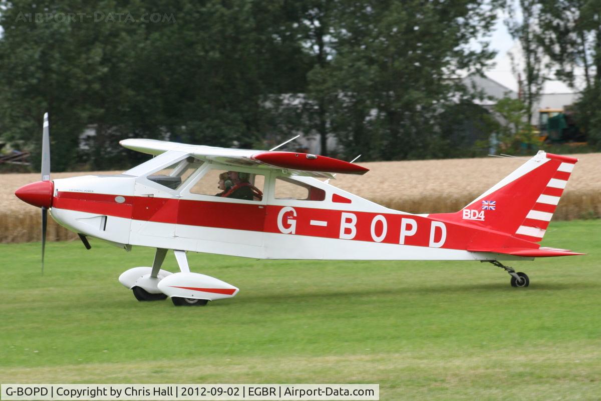 G-BOPD, 1974 Bede BD-4 C/N 632, At the Real Aeroplane Club's Wings & Wheels fly-in, Breighton