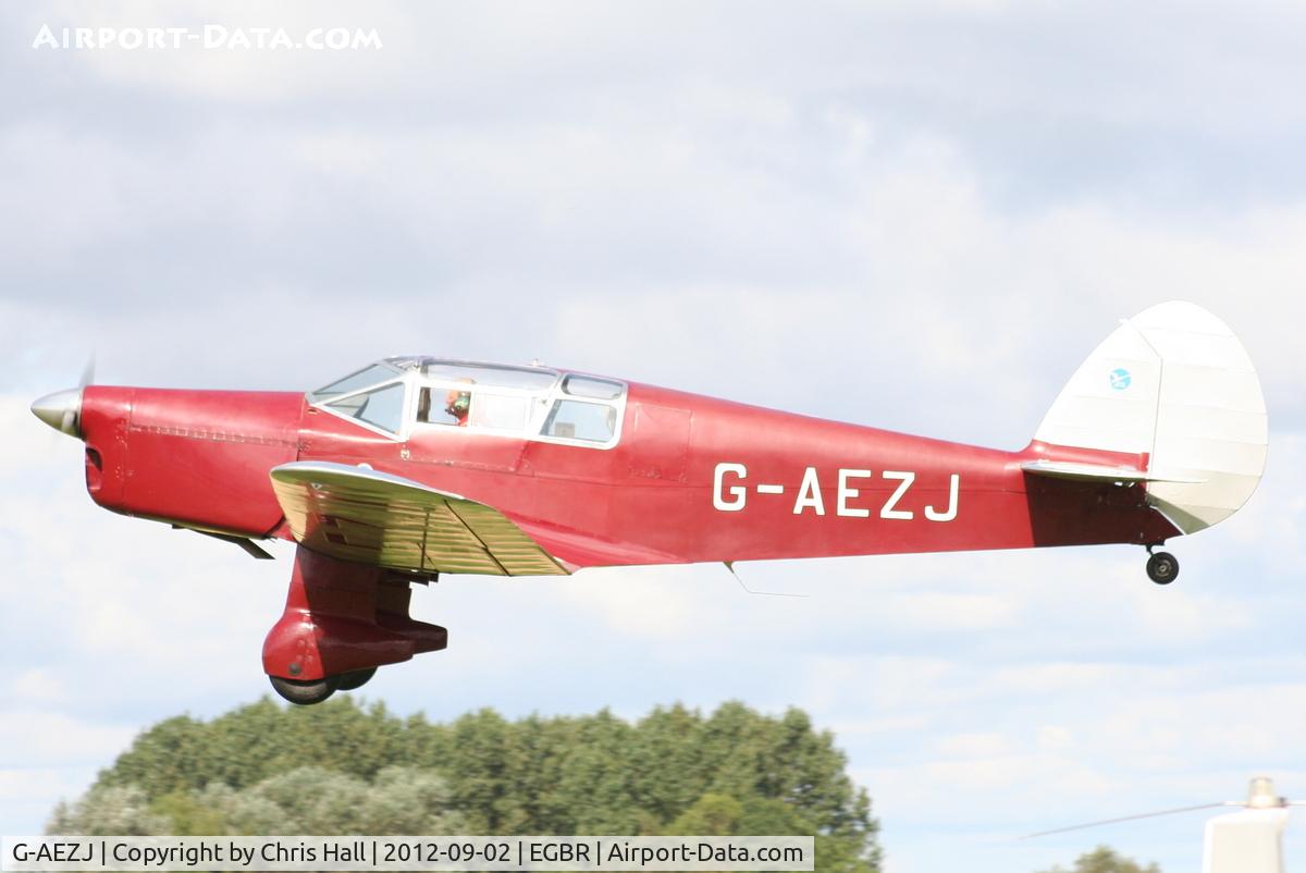 G-AEZJ, 1937 Percival P-10 Vega Gull C/N K.65, At the Real Aeroplane Club's Wings & Wheels fly-in, Breighton