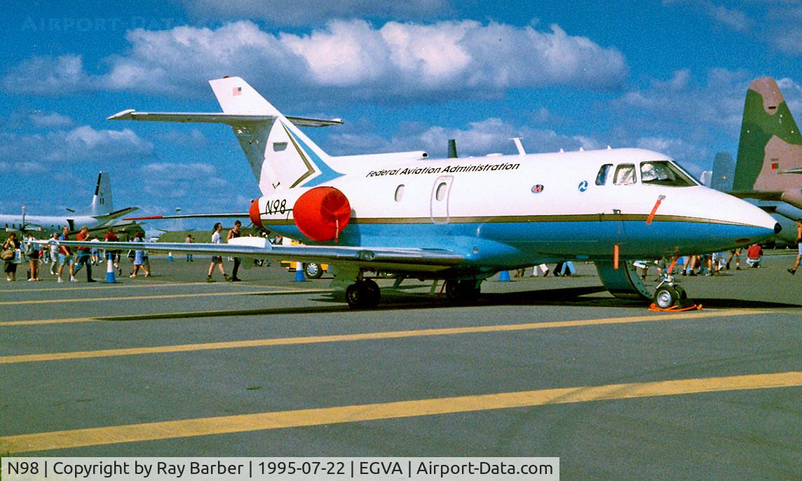 N98, 1989 British Aerospace BAe.125 Series 800A C/N 258156, Hawker Siddeley HS-125/800A [258156] (Federal Aviation Administration) RAF Fairford~G 22/07/1995