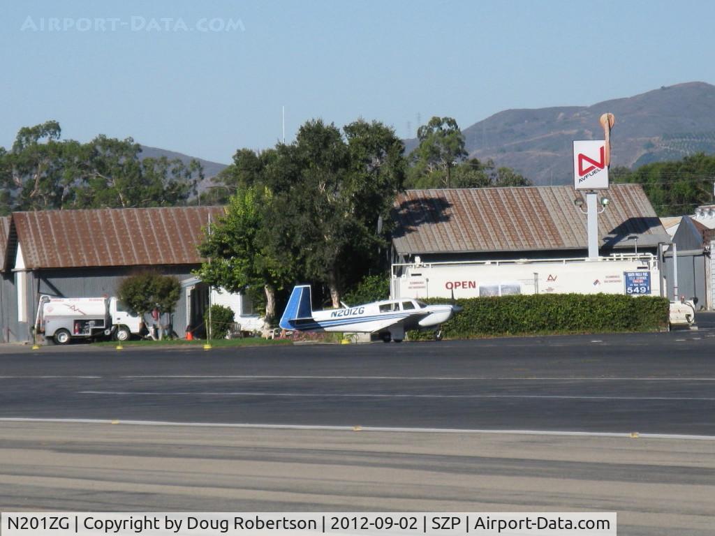 N201ZG, 1978 Mooney M20J 201 C/N 24-0640, 1978 Mooney M20J 201, Lycoming IO-360-A3B6D 200 Hp, at fuel dock