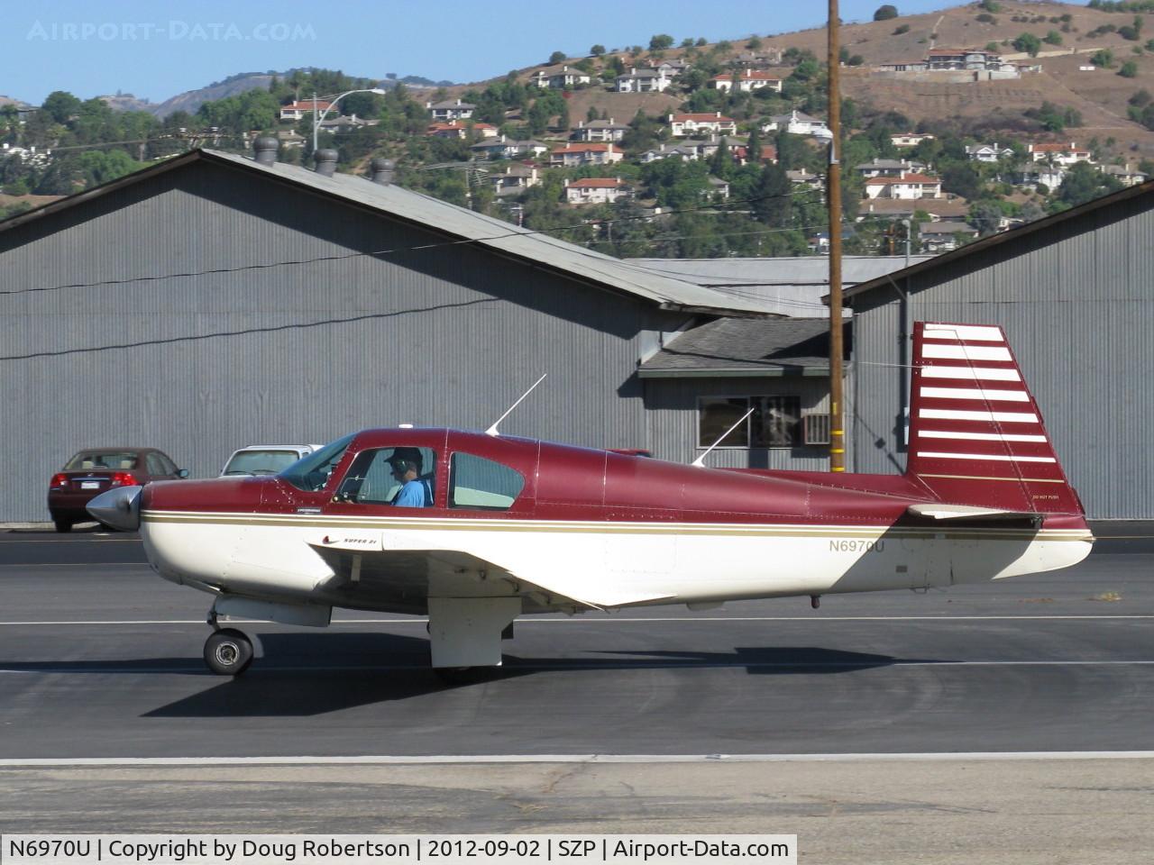 N6970U, 1964 Mooney M20E Super 21 C/N 330, 1964 Mooney M20E SUPER 21, Lycoming IO-360-A1A 200 Hp, takeoff roll Rwy 22