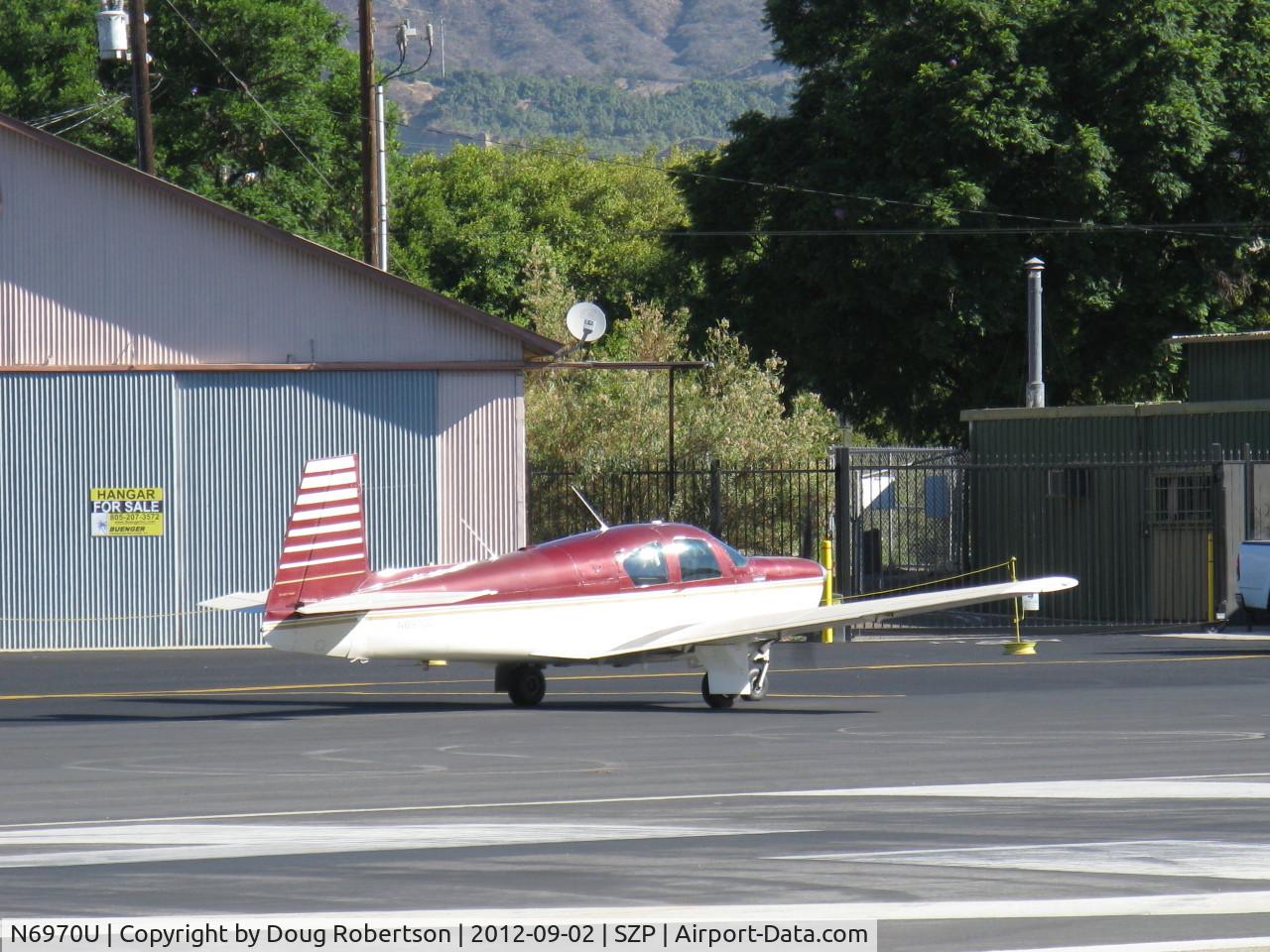 N6970U, 1964 Mooney M20E Super 21 C/N 330, 1964 Mooney M20E SUPER 21, Lycoming IO-360-A1A 200 Hp, holding short 22