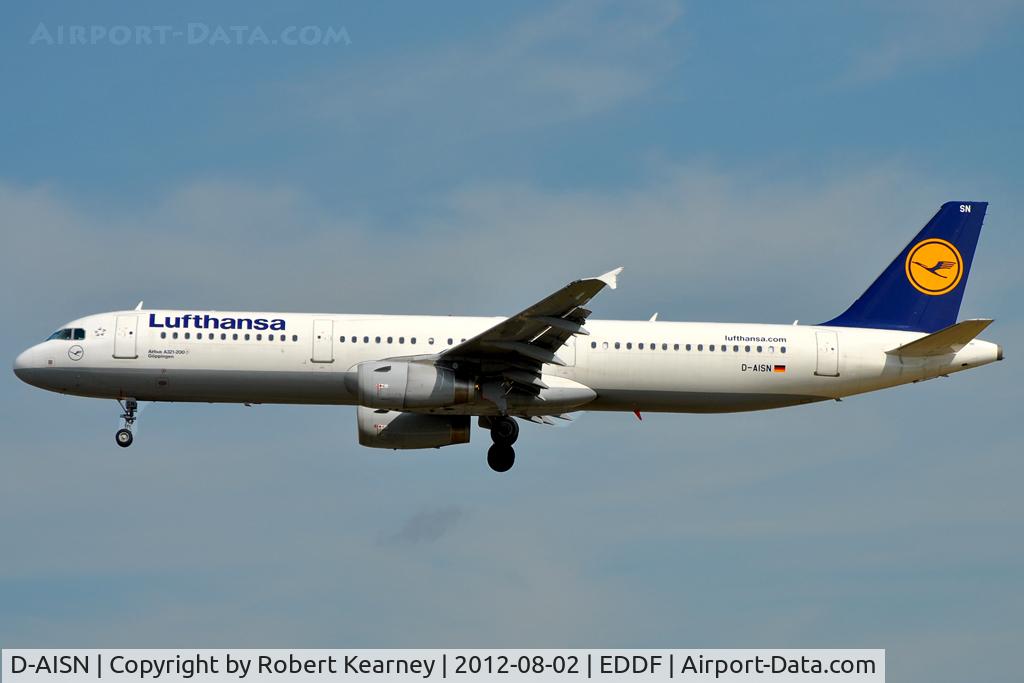 D-AISN, 2008 Airbus A321-231 C/N 3592, On short finals for r/w 25L