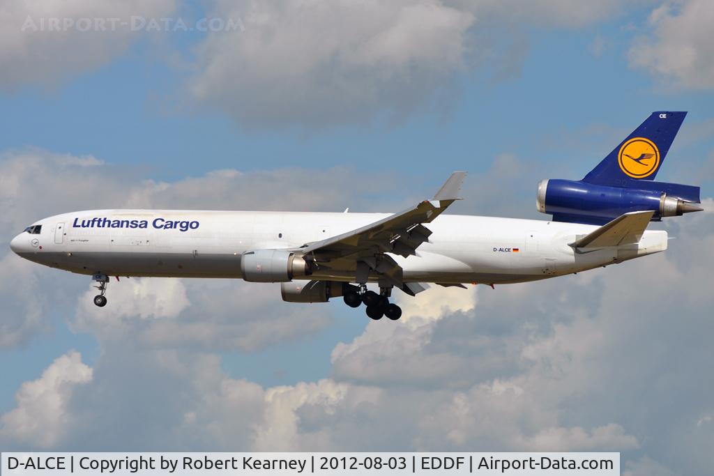 D-ALCE, 1998 McDonnell Douglas MD-11F C/N 48785, On short finals for r/w 25L