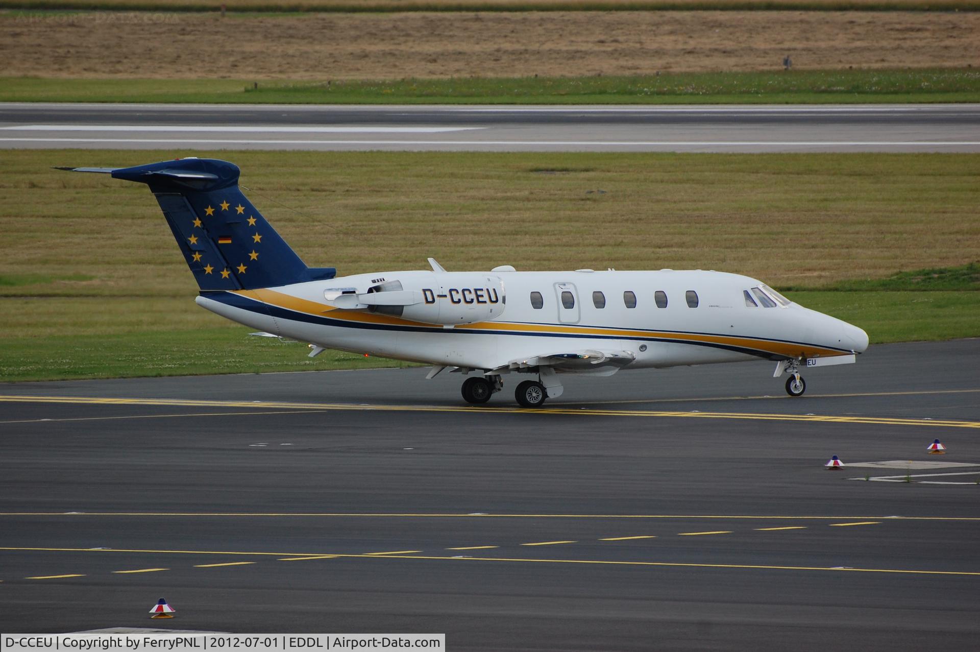 D-CCEU, 1990 Cessna 650 Citation III C/N 650-0190, Departing DUS. Guess this Air Traffic is a European Union fan? C/N 650-0190.
