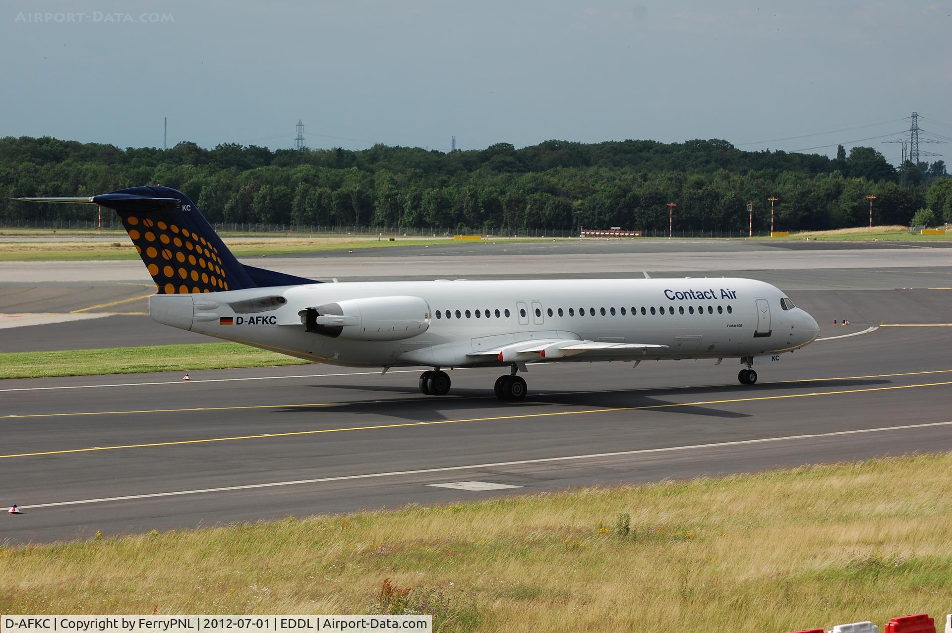 D-AFKC, 1996 Fokker 100 (F-28-0100) C/N 11496, Contactair operatin on behalf of Lufthansa out of DUS