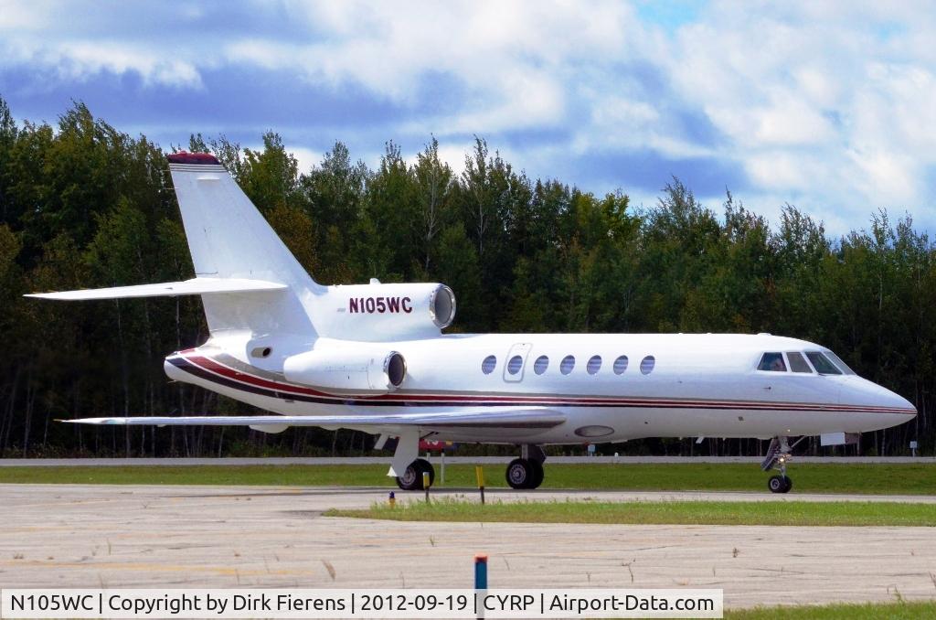 N105WC, 1982 Dassault Falcon 50 C/N 60, Just after landing at Carp Airport heading for the terminal.