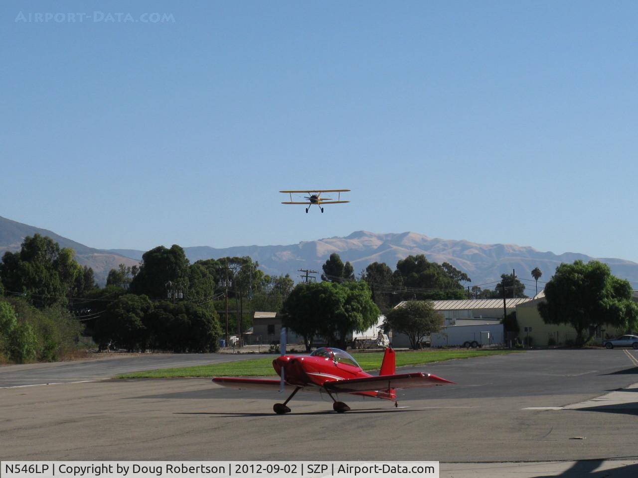 N546LP, Vans RV-8 C/N 82726, 2007 Obrien OBRIEN SPECIAL VAN's RV-8, Lycoming IO-360EXP 180 Hp, taxi. N69765 Boeing Stearman on final for 22 above & behind