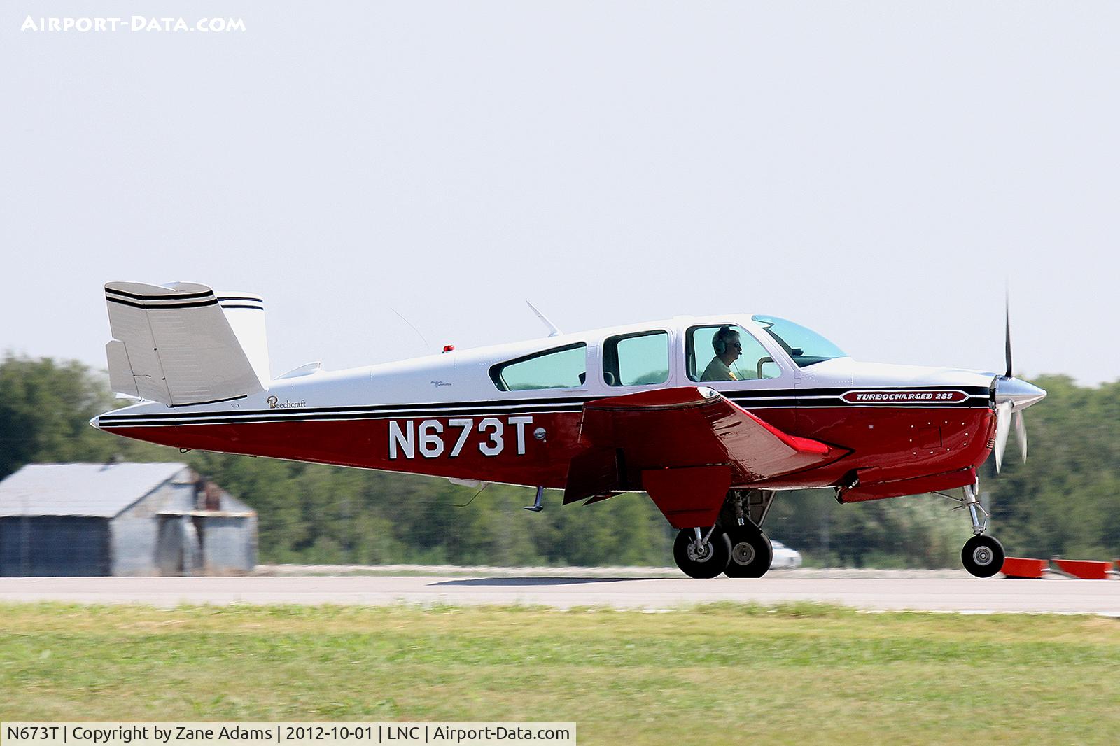 N673T, 1967 Beech V35 Bonanza C/N D-8470, Landing at Lancaster Airport during Warbirds on Parade 2012