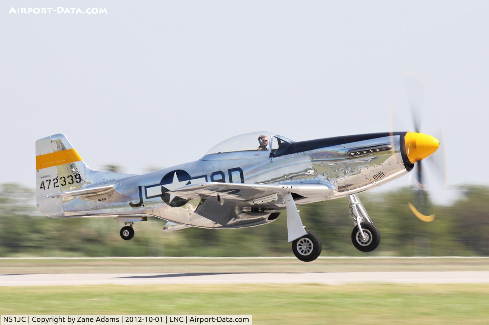 N51JC, 1944 North American P-51D Mustang C/N 122-38798, Landing at Lancaster Airport during Warbirds on Parade 2012