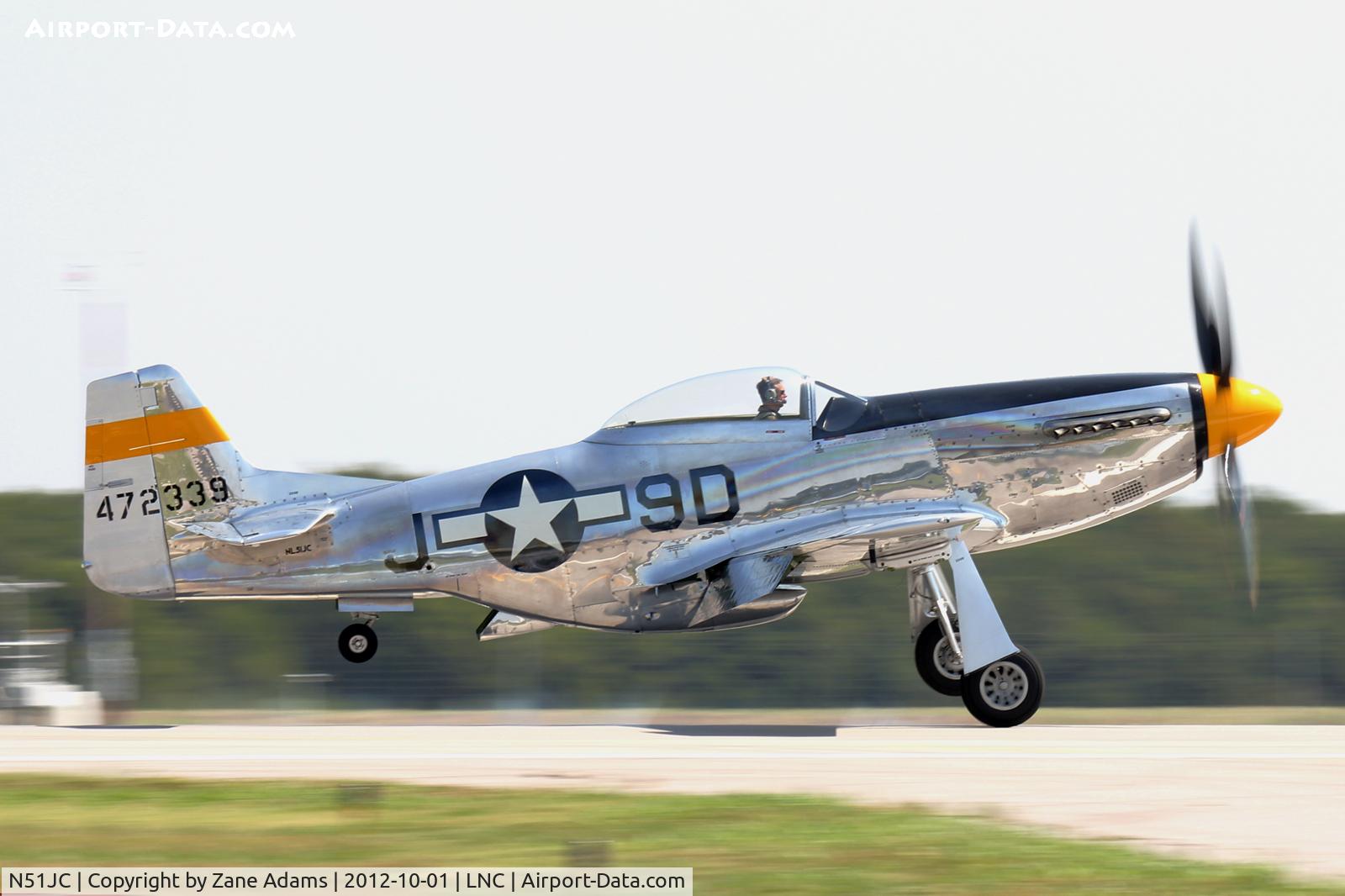 N51JC, 1944 North American P-51D Mustang C/N 122-38798, Landing at Lancaster Airport during Warbirds on Parade 2012