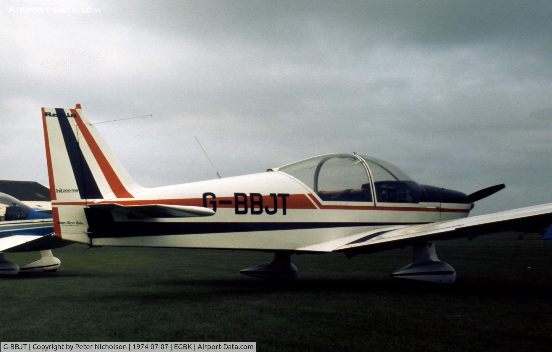 G-BBJT, 1973 Robin HR-200-100 Club C/N 07, Robin HR.200/100 Club seen at the 1974 Popular Flying Association Fly-in at Sywell.