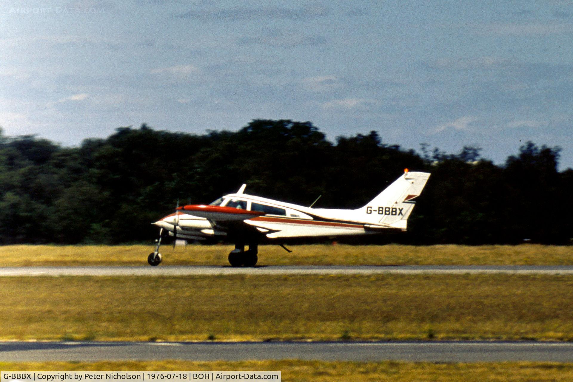 G-BBBX, 1967 Cessna 310L C/N 310L-0134, Cessna E310L taxying at Bournmouth Hurn in the Summer of 1976.
