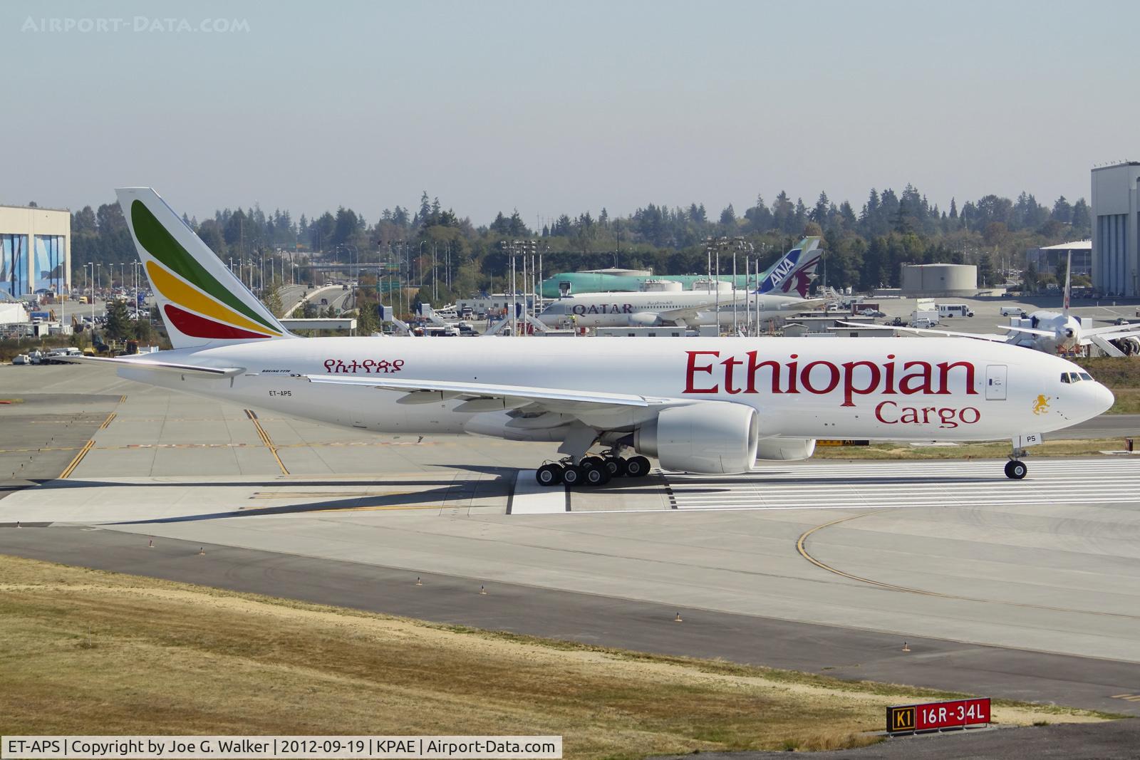 ET-APS, 2012 Boeing 777-F6N C/N 41846, Seen taking runway 16R is the first Ethiopian Cargo 777F.