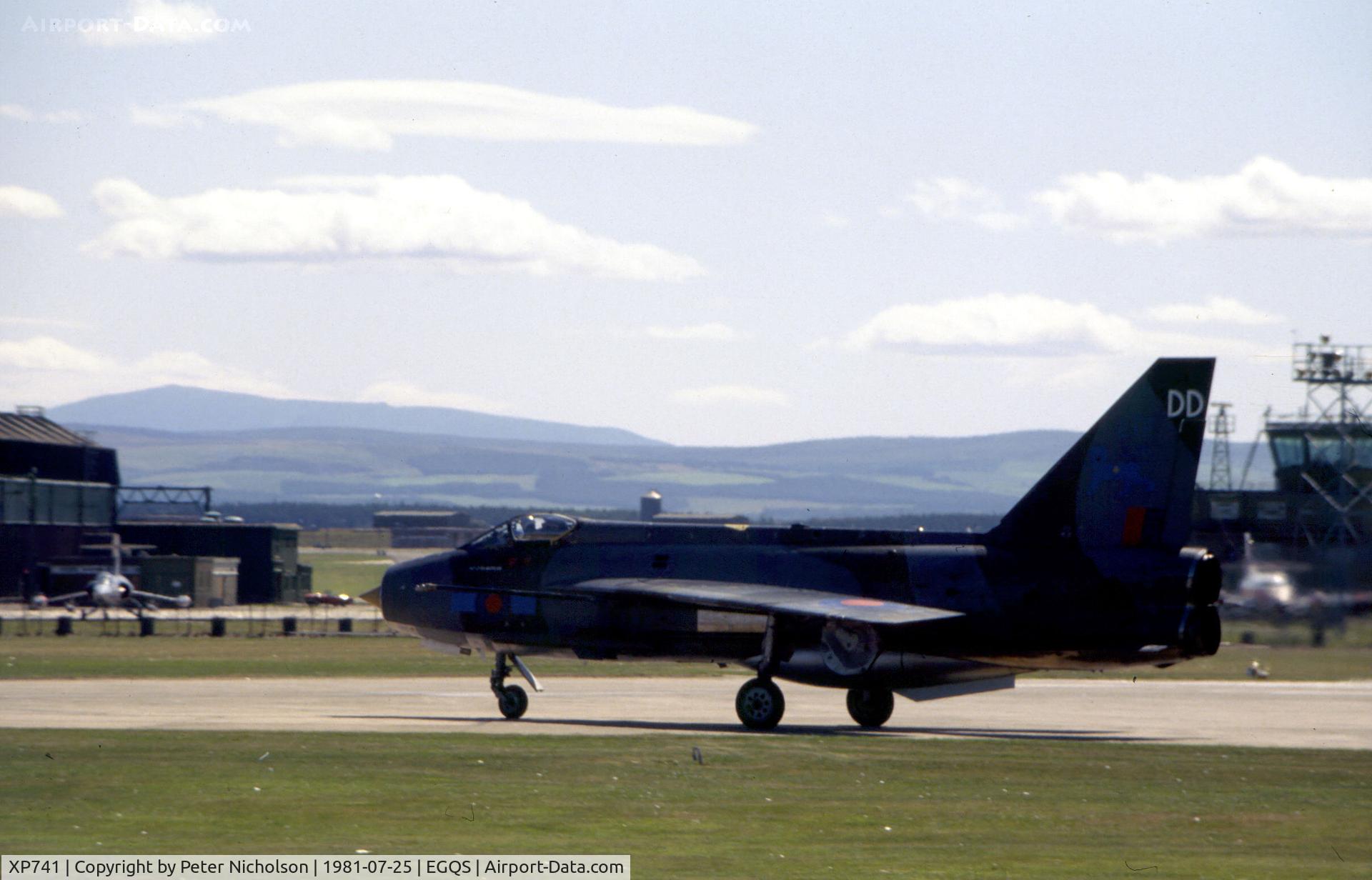 XP741, 1964 English Electric Lightning F.3 C/N 95169, Lightning F.3 of the Lightning Training Flight at RAF Binbrook preparing for flight at the 1981 RAF Lossiemouth Airshow.