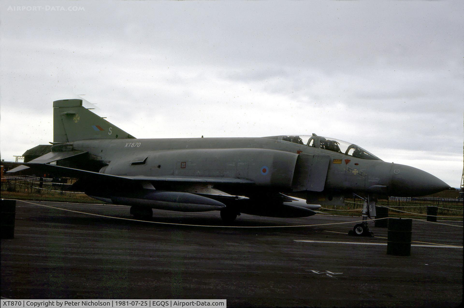 XT870, McDonnell Douglas Phantom FG1 C/N 2646/0016, Phamtom FG.1 of 111 Squadron on display at the 1981 RAF Lossiemouth Airshow.