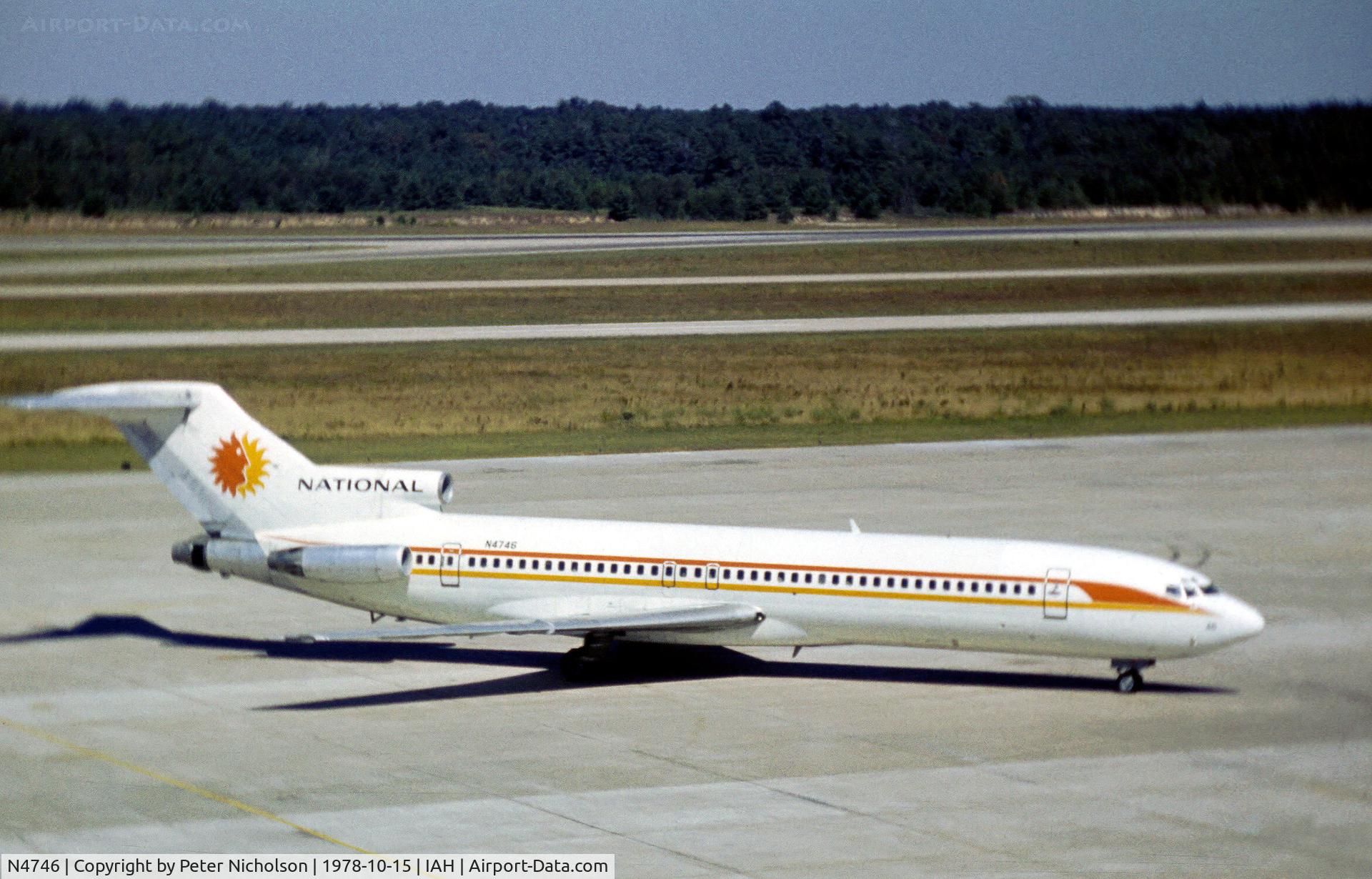 N4746, 1968 Boeing 727-235 C/N 19466, Boeing 727-256 of National Airlines arriving at Houston in October 1978.