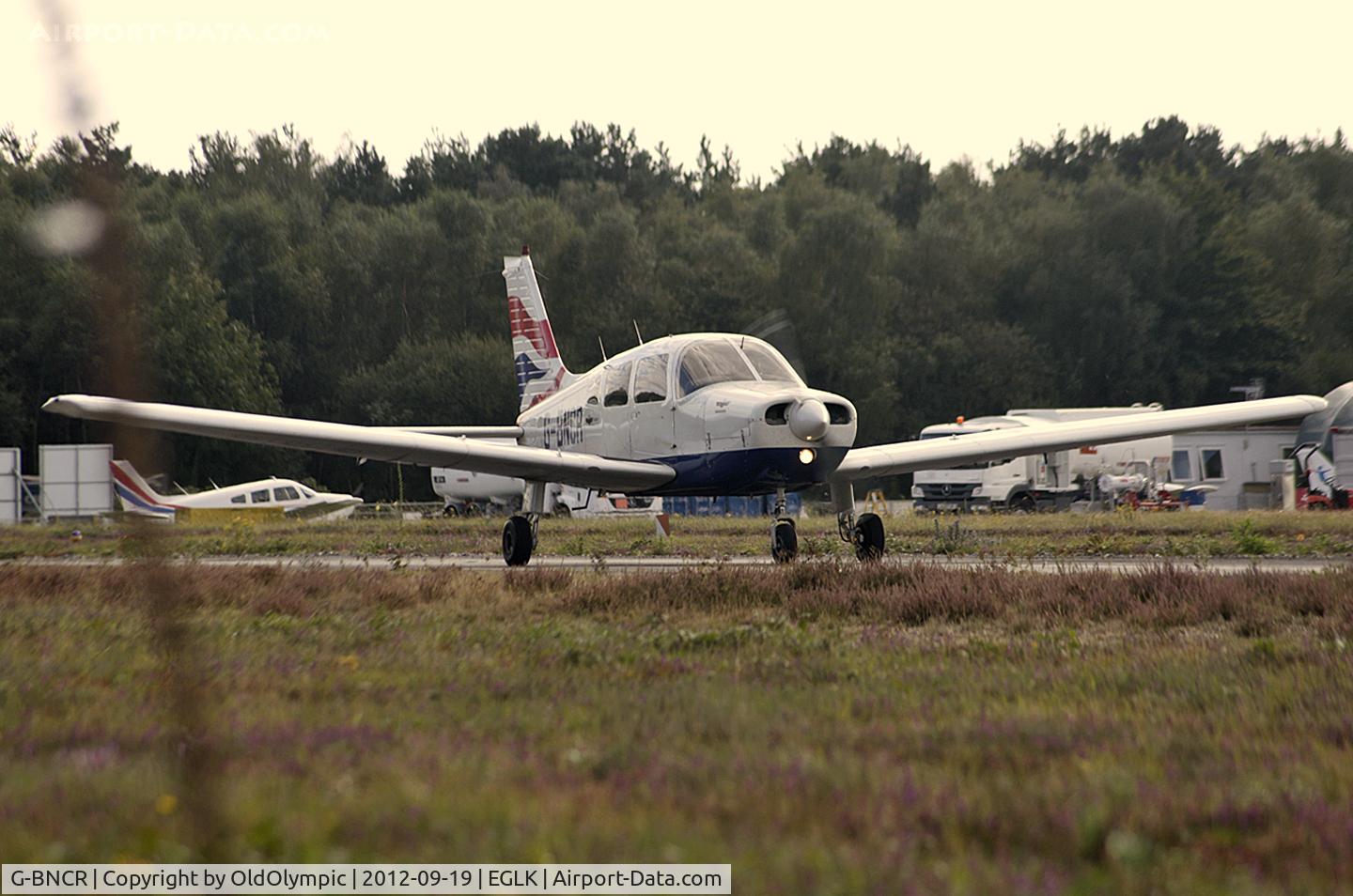 G-BNCR, 1980 Piper PA-28-161 Cherokee Warrior II C/N 28-8016111, Taxying for evening take-off RW25