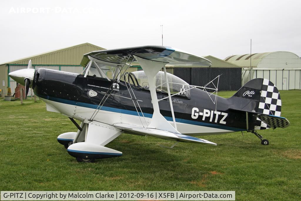 G-PITZ, 1983 Pitts S-2A Special C/N 100ER, Pitts S-2A from the Wildcat Aerobatics team during a brief stop for re-fuelling at Fishburn Airfield, September 2012