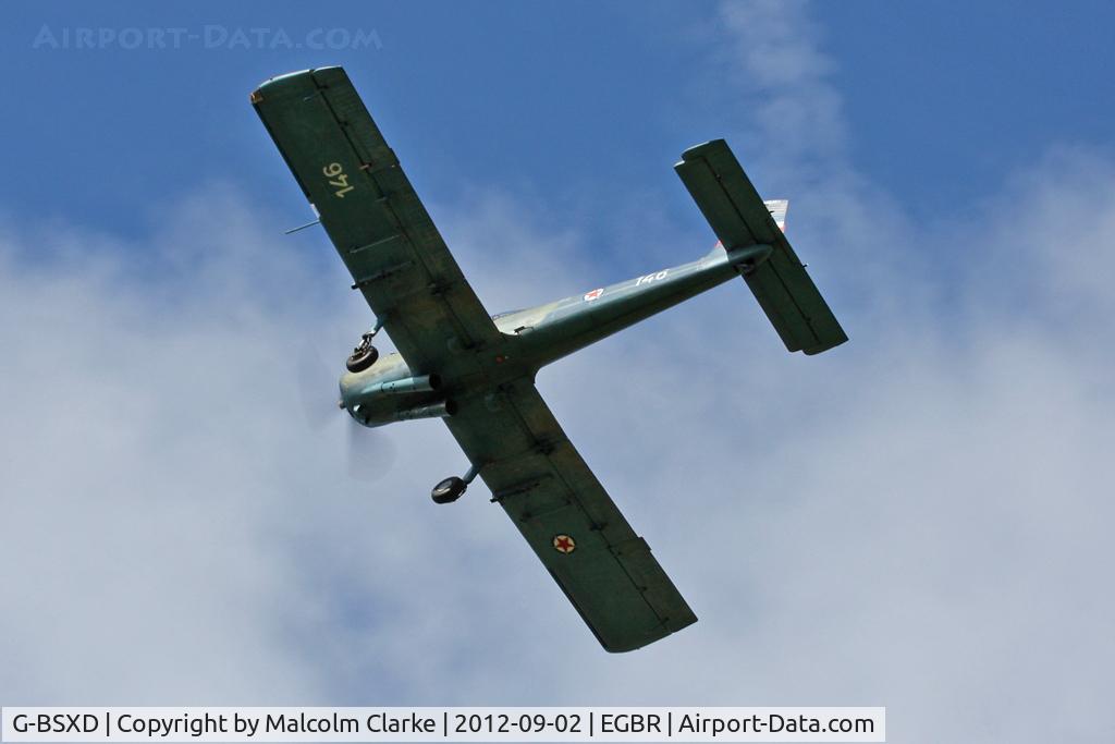 G-BSXD, 1977 Soko P-2 Kraguj C/N 030, Soko P-2 Kraguj performs at The Real Aeroplane Club's Wings & Wheels weekend, Breighton Airfield, September 2012.