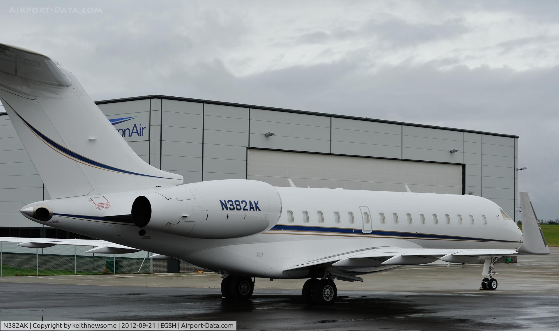N382AK, 2005 Bombardier BD-700-1A10 Global Express XRS C/N 9181, Resting at Norwich International !