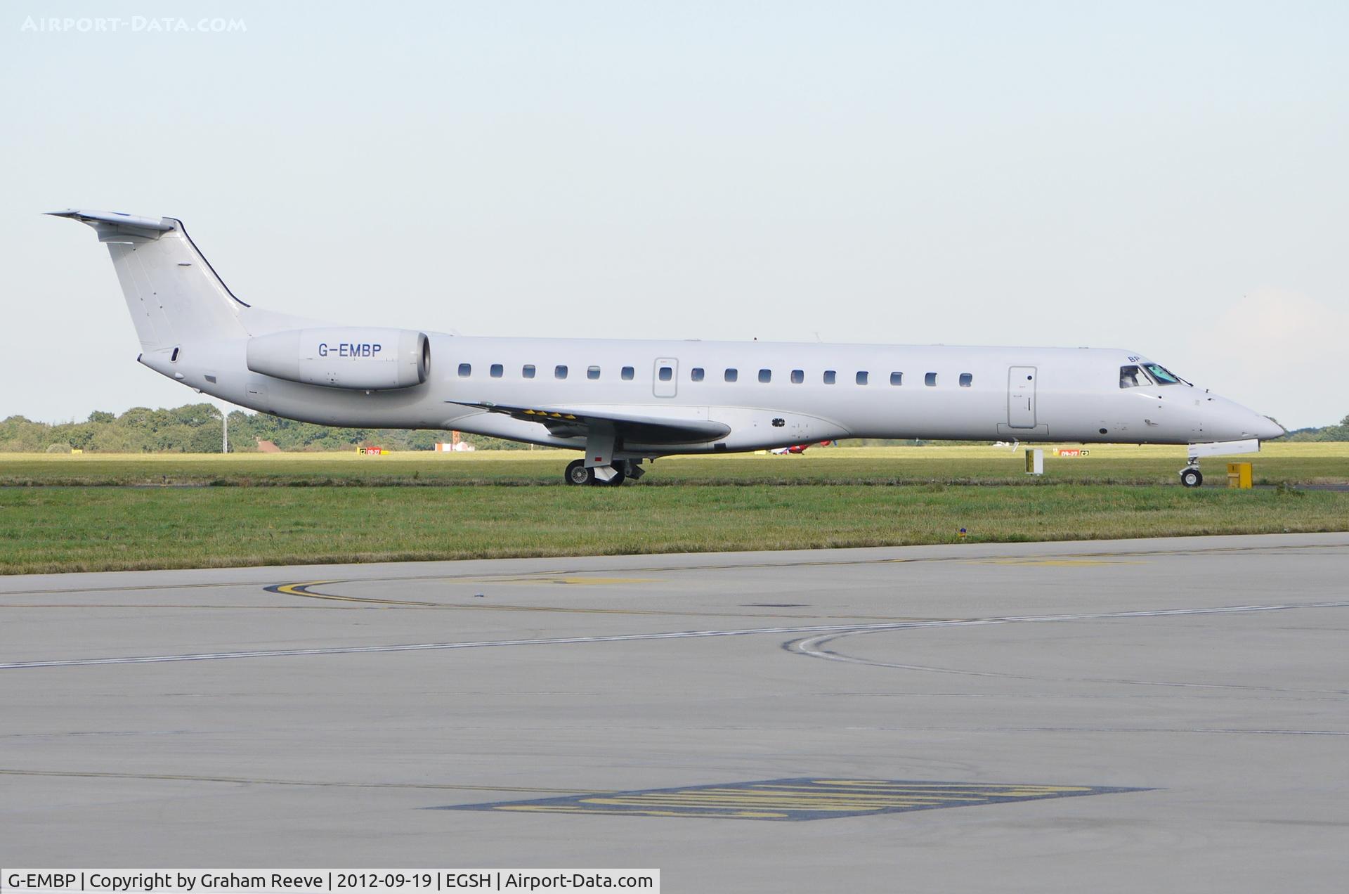 G-EMBP, 2000 Embraer EMB-145EU (ERJ-145EU) C/N 145300, Just landed.