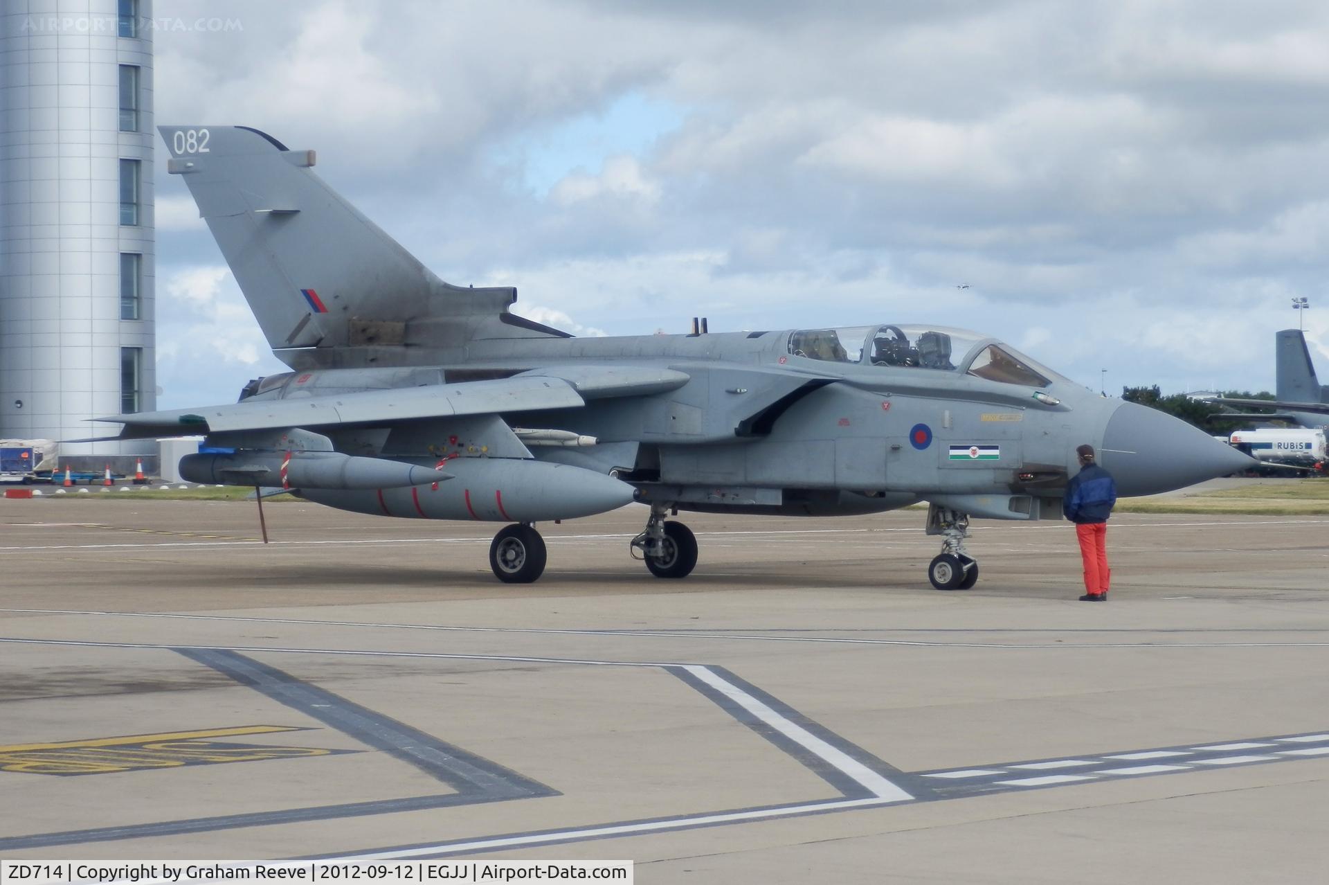 ZD714, 1984 Panavia Tornado GR.4 C/N 336/BS115/3155, Parked at Jersey.