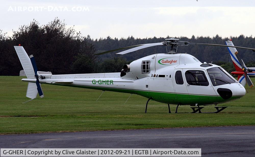 G-GHER, 1998 Eurocopter AS-355N Ecureuil 2 C/N 5658, Ex: G-DANZ > G-GHER - Originally owned to, McAlpine Helicopters Ltd in September 1998 as G-DANZ and currently with, Gallagher Air LLP since December 2011 as G-GHER.