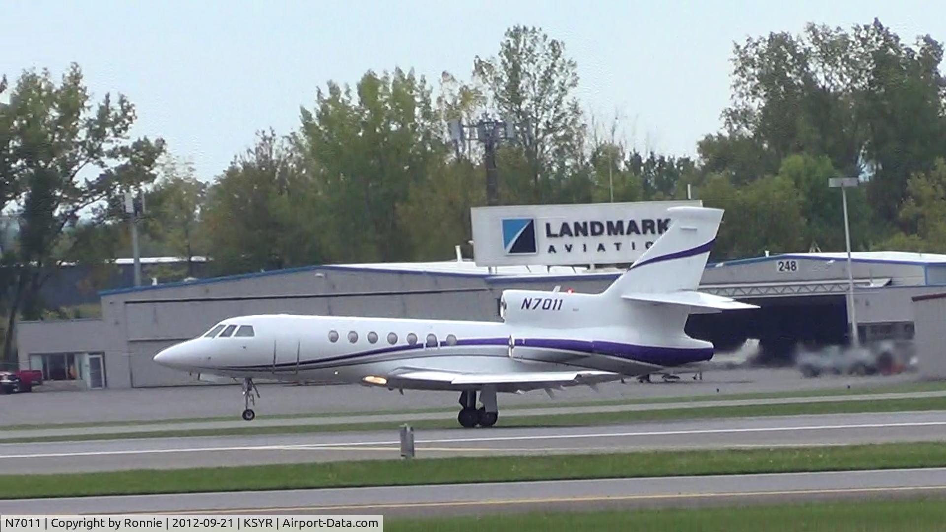 N7011, 1984 Dassault-Breguet Falcon 50 C/N 144, Take off from runway 10 at Syracuse Hancock International Airport on 9/21/12