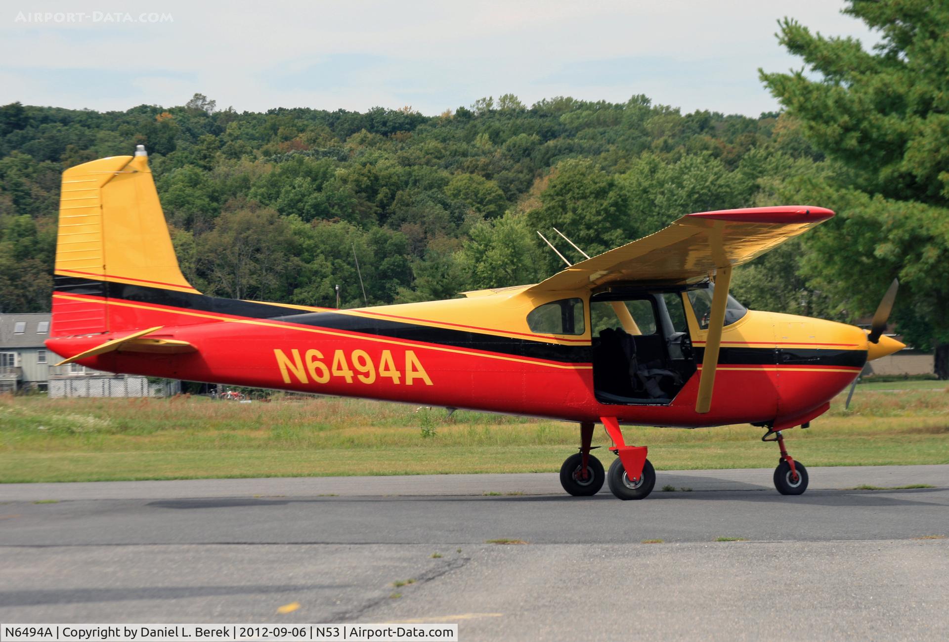 N6494A, 1956 Cessna 182 Skylane C/N 33294, This colorful oldtimer was a welcome sight when I spied her at Stroudsburg-Pocono Airport.