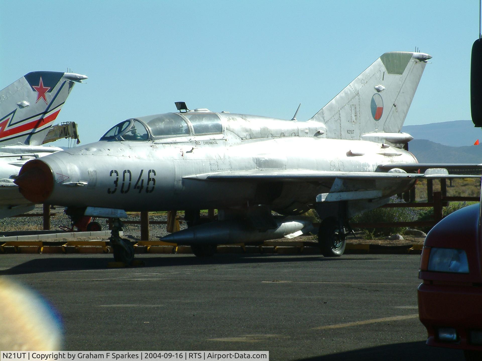 N21UT, 1974 Mikoyan-Gurevich MiG-21UM C/N 3046, In company with a second 21 believed to be N20739