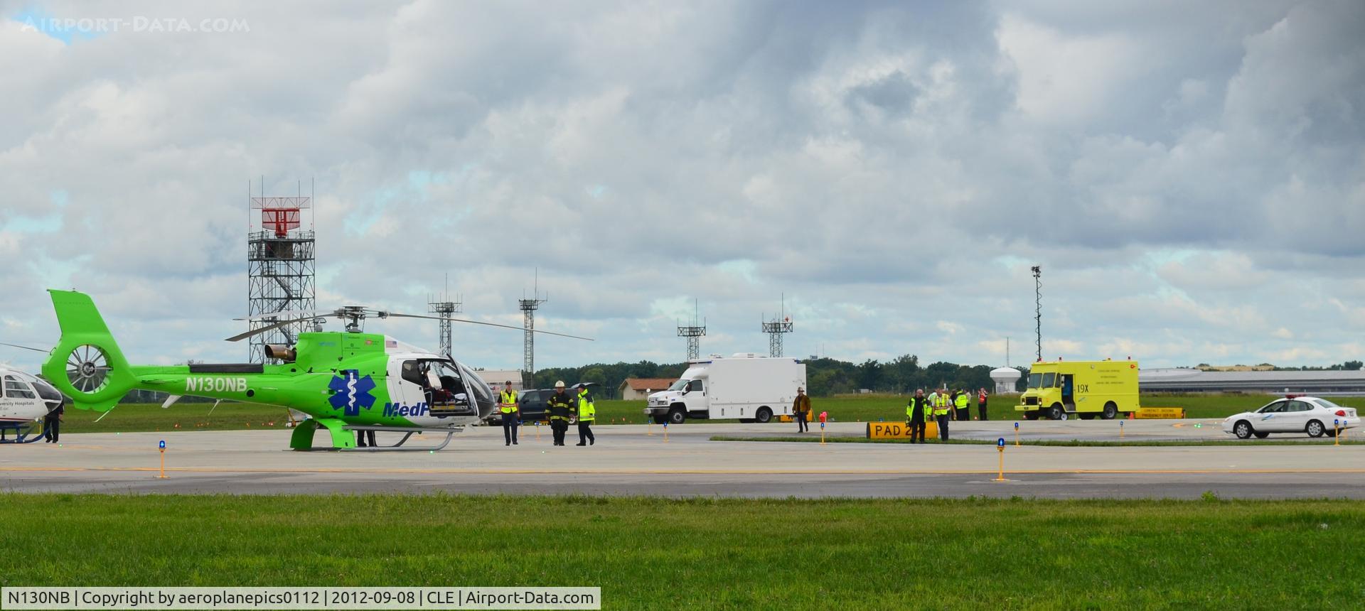 N130NB, Eurocopter EC-130B-4 (AS-350B-4) C/N 7221, N130NB seen at KCLE for a full scale, mass causality disaster exercise on September 8, 2012, in order to test the Hopkins Airport Emergency Plan in accordance with FAA Part 139 Certification requirements.