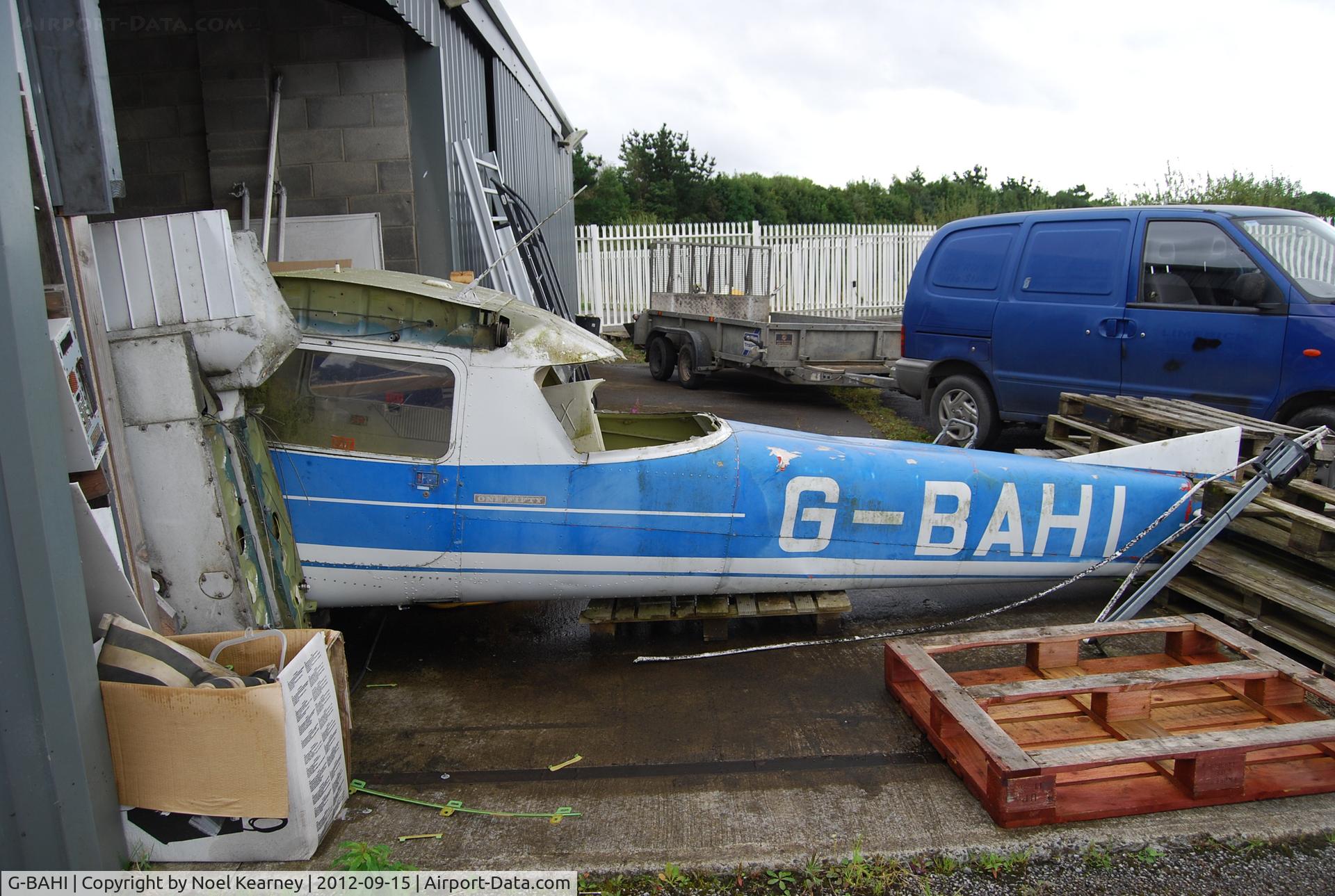 G-BAHI, 1968 Reims F150H C/N 0330, Having seen better days this C.152 has been stripped of all useful pieces, leaving nothing but the outer skin. It has ended it's days at the Atlantic Air Venture Museum in Shannon Town.