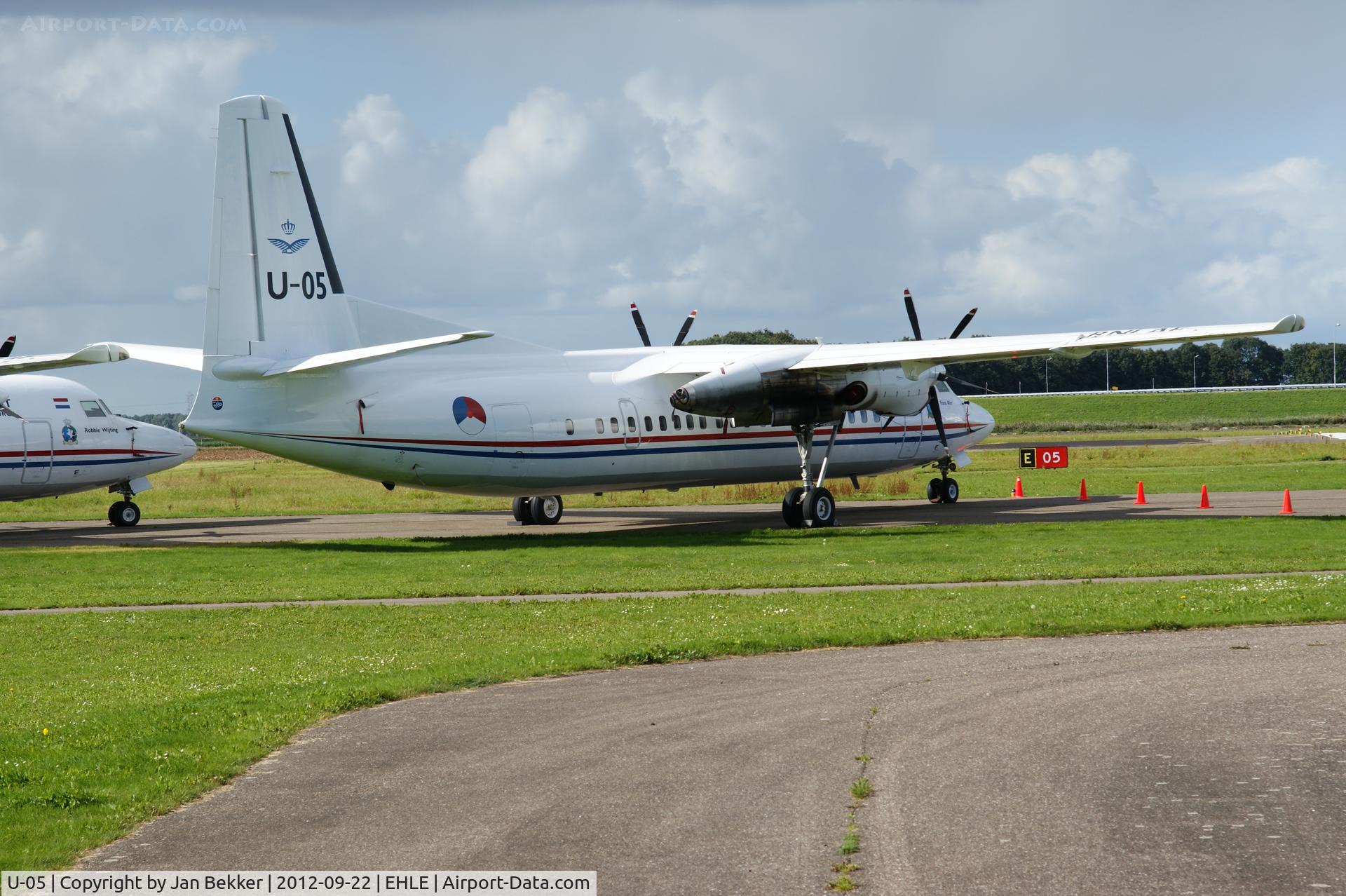 U-05, 1992 Fokker 50 C/N 20253, Airport Lelystad. Waiting for a new livery?