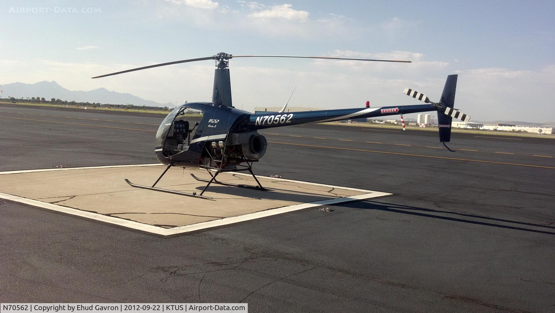 N70562, 2001 Robinson R22 Beta C/N 3281, N70562 visiting Tucson for fuel after an instrument training flight from Chandler.