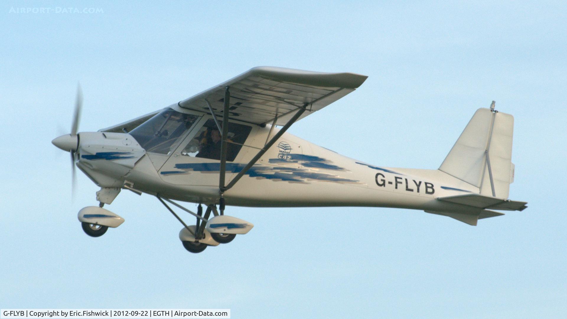 G-FLYB, 2003 Comco Ikarus C42 FB100 C/N 0309-6572, 43. G-FLYB departing Shuttleworth Uncovered - Air Show, Sept. 2012.