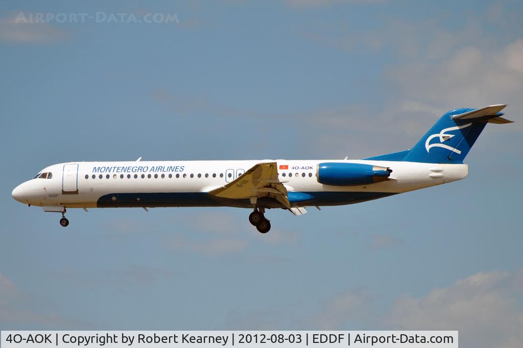 4O-AOK, 1989 Fokker 100 (F-28-0100) C/N 11272, On short finals for r/w 25L