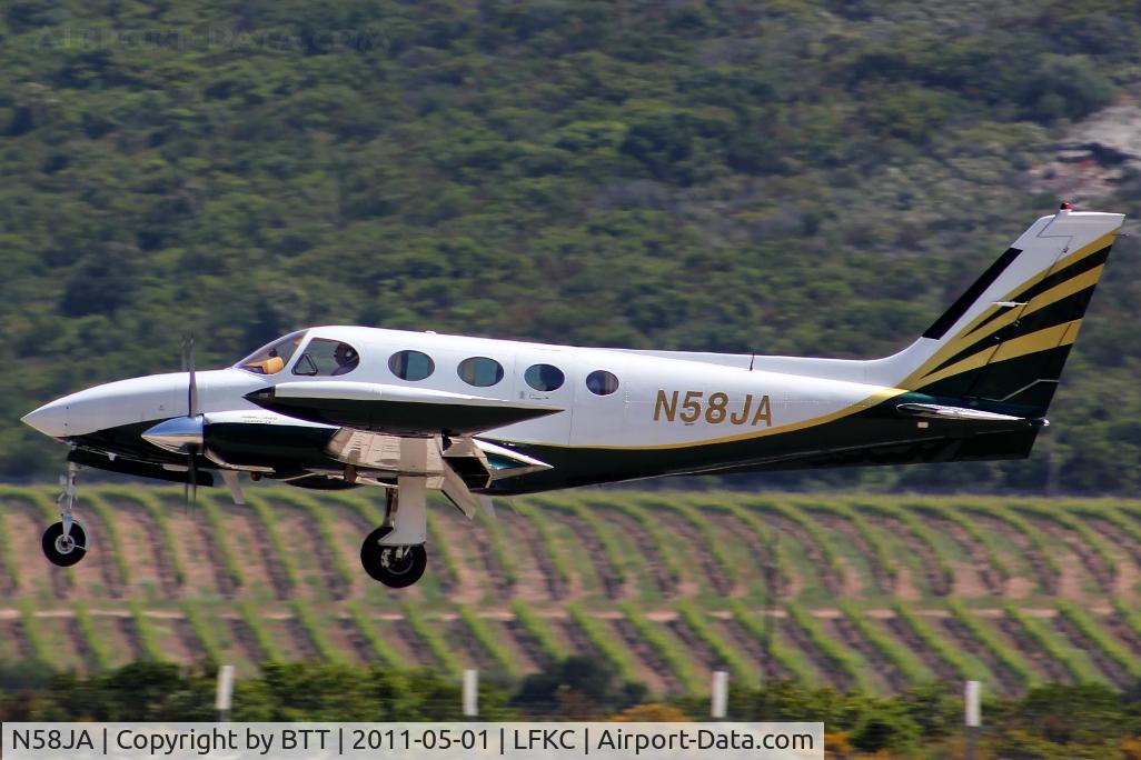 N58JA, 1975 Cessna 340 C/N 3400521, Landing in 36