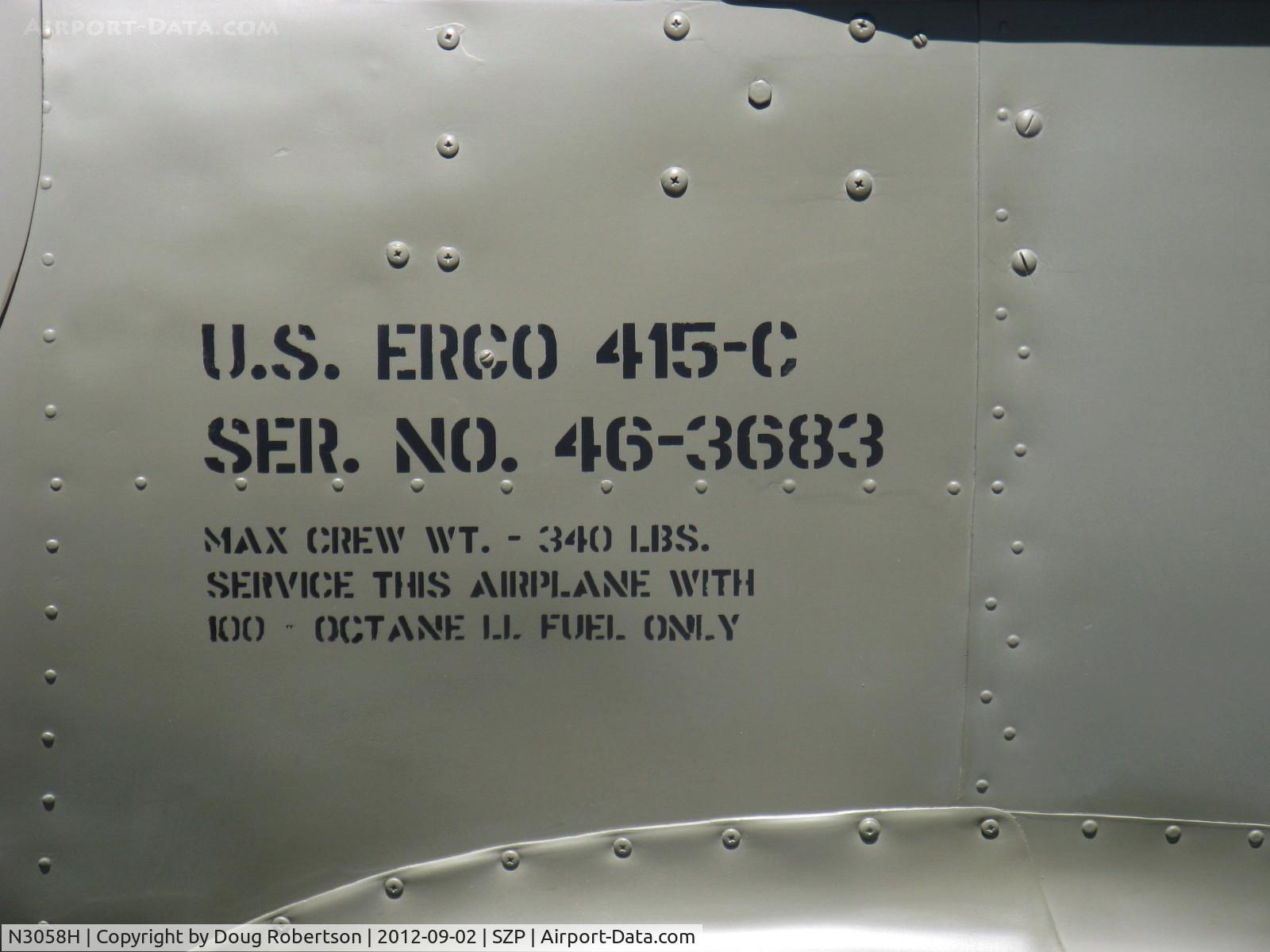 N3058H, 1946 Erco 415C Ercoupe C/N 3683, 1946 ERCO Ercoupe 425-C, Continental C85 85 Hp, newly refinished, never a warbird